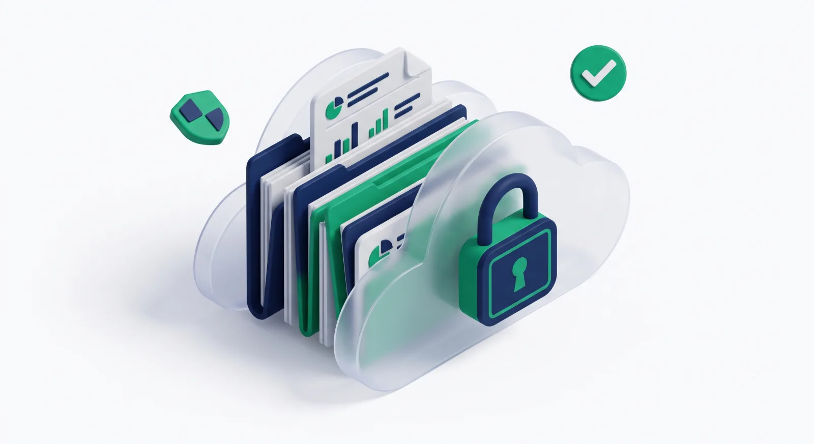Documents and folders secured inside a locked cloud